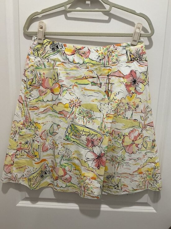 Express Dresses & Skirts - Express Skirt Size 6 Hawaiian Print White Yellow Pink Green A Line